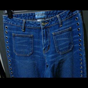 Vintage embellished rivet straight-leg stretch jeans (sz5)